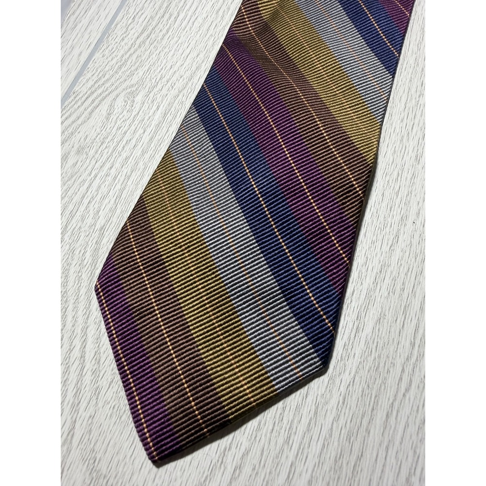 Robert Talbott Tie Mens One Size Multicolor Extra Long 100% Silk Pointed Striped